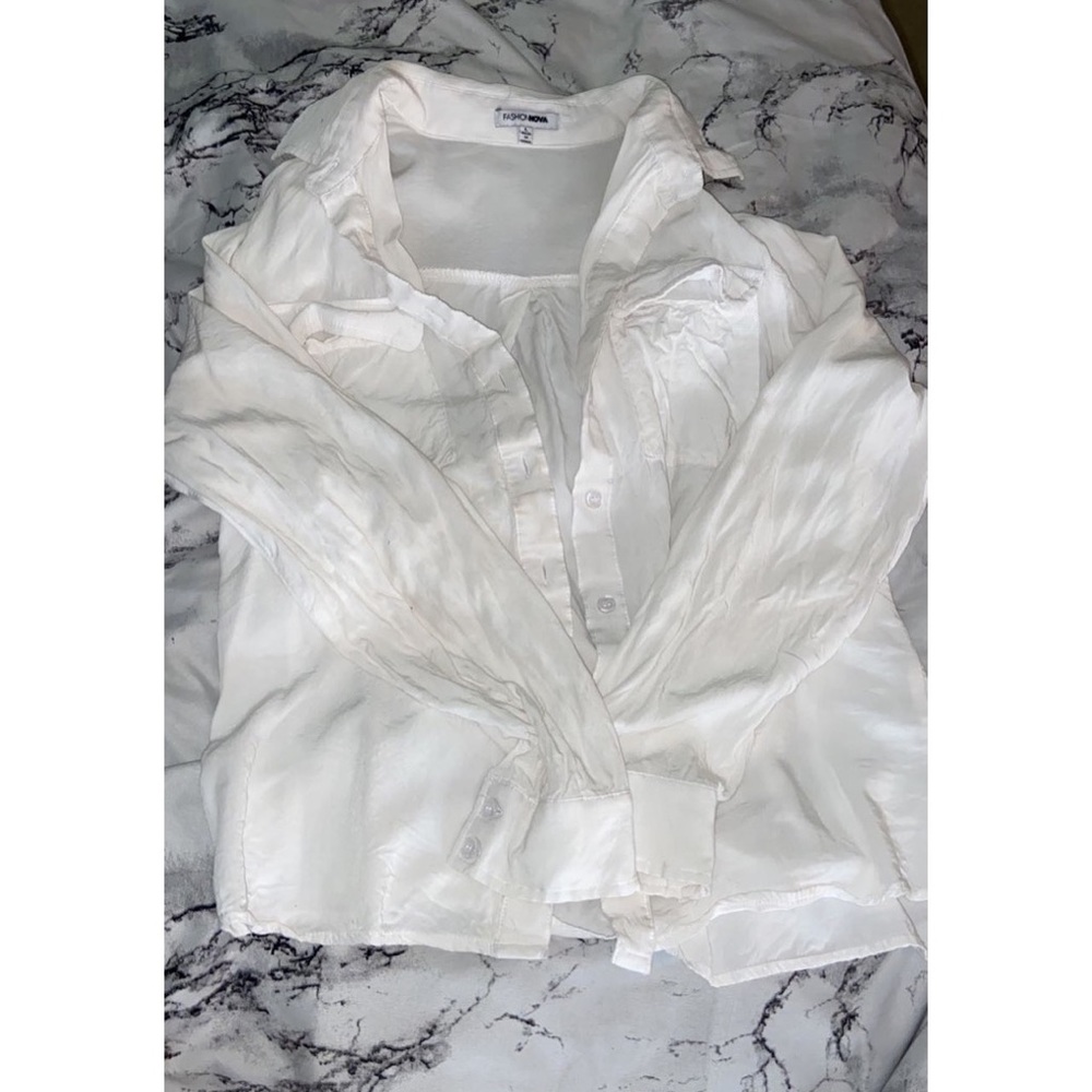 FASHIONNOVA white collard tee